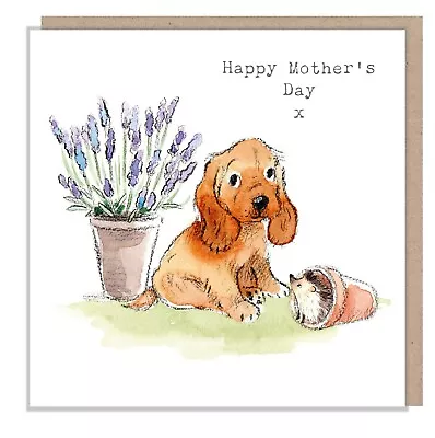 Mothers Day- Quality Greeting Card - Cocker Spaniel Illustration - Blank Inside • £3.65