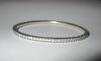 $85 • Buy PANDORA Hearts Of / Twinkling Forever Oval Bangle With Clear CZ - 590511CZ  17cm