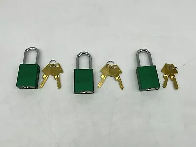 Master Lock A1106KAGRN Set Of 3 Safety Padlocks Keyed Alike Green • $29.99