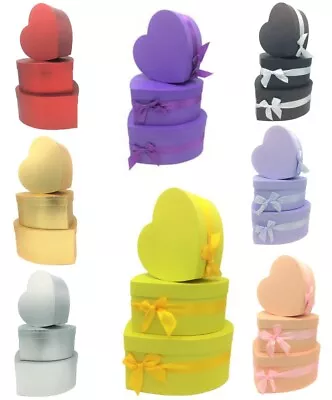 £17.99 • Buy Set Of 3 Heart Shaped Gift Box Nest Sets Flowers Jewellery Storage Stacking