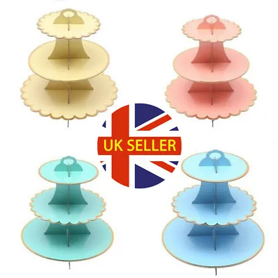 £6.99 • Buy NEW 3 Tier Cupcake Stand Muffin Holder Cardboard Cake Rack Princess Tea Party