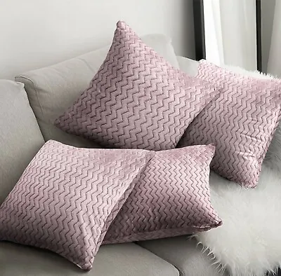 Plush Soft Chevron Ribbed 56x56cm Modern Square Large Scatter Cushion Covers • £7.95