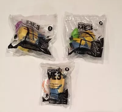 Set Of 3 McDonald's 2017 DESPICABLE ME 3 Happy Meal Toys MINIONS #1 #2 #9 New • $11