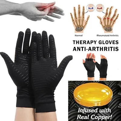 2pcs Copper Anti Arthritis Compression Gloves Hand Support Joint Pain Relief US • $8.19