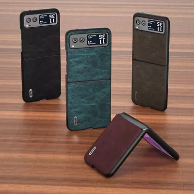 Simple Lychee Pattern PU Leather Shockproof Phone Case For Motorola Razr 40 • $12.70