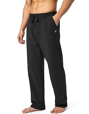 Pudolla Men's Cotton Yoga Sweatpants Athletic Lounge Pants Open Bottom Casual Je • $86.98
