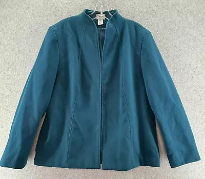 Chico's Jacket Women's Size 3/XL Teal Blue Mandarin Collar Tailored Elegant • $29.71