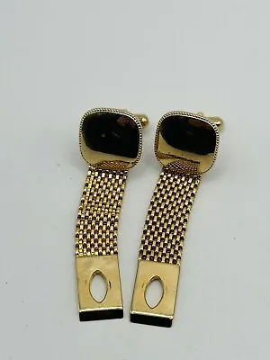 Vintage Cuff Links Gold Plated Park Lane Wrap Around Mesh • $12.50