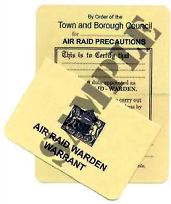 WW2 ARP Identity / Warrant Card  (Exact Copy) • £4