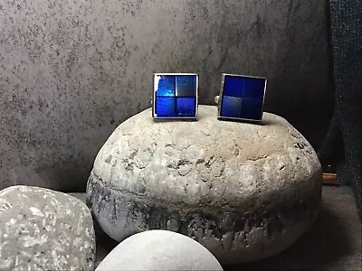 Modern Blue Square Cufflinks  • $6.30