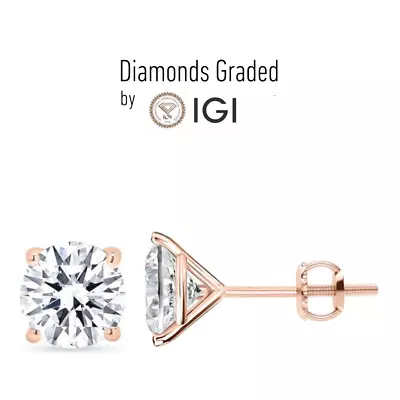 2.37 Carat E-F SI2 IGI Certified Lab Diamond Martini Style Studs 18K Rose Gold • $1186.02