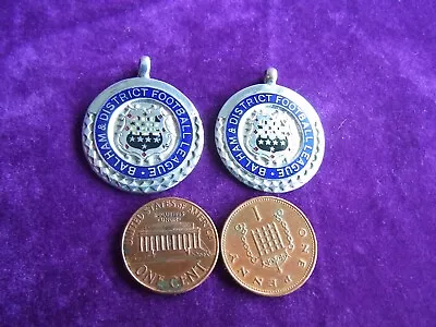 A COLLECTION Of 2 ENAMEL MEDALS/FOBS BALHAM & DISTRICT FOOTBALL LEAGUE 1951-53 • £4.99