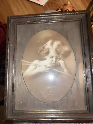 VTG. ANTIQUE FITS 5 X 7 DARK WOOD PICTURE FRAME ARTS CRAFTS MISSION WOOD FLATql • $35