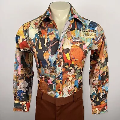 Chemise Et Cie Shirt Vintage 60s 70s Disco Dagger Collar Polyester Mens Medium • $99.99