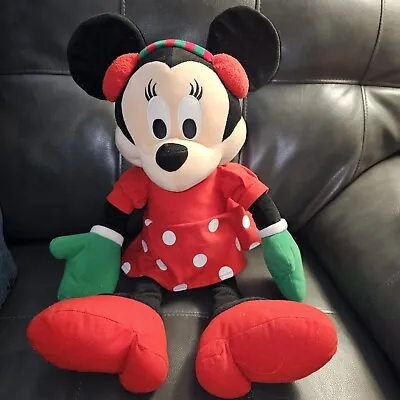 Christmas Minnie Mouse Plush 24  Winter Green And Red Earmuffs And Gloves BIG  • $24.99