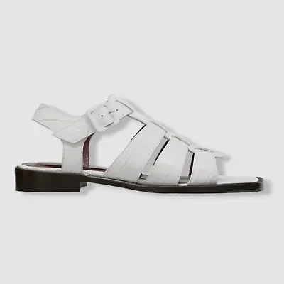 $375 Staud Women's White Elsa Mock-Croc Gladiator Sandals Shoes Size 40 • $120.38