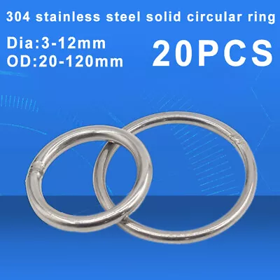 20x Round Rings Solid Metal 304 Stainless Steel O Ring Welded Circle Heavy Duty • $14.96