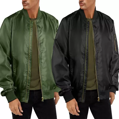 Mens Stand-up Collar Bomber Jacket Winter Warm Air Force Military Flight Coat US • $26.95