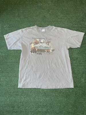 Vintage Alaska Shirt Mens Size Grey Nature Bird Bear Eagle Moose Wolf Y2K • $9.99