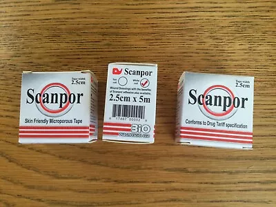 12 X Scanpor Microporous Surgical Tape - 2.5cm X 5M Rolls New • £14.25