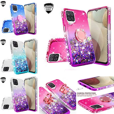 $11.98 • Buy For Samsung Galaxy A12 5G Liquid Glitter Phone Case Cover With Tempered Glass