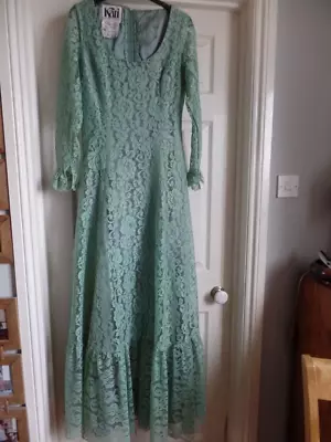 Vintage Kati Laura Phillips Green Maxi Dress 70s/80s Sz 14 Modern 10/12 Unworn • £54.99