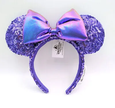 Bow Sequins Shanghai Disney Resort Mickey Mouse New Minnie Ears Purple Headband • $10.27