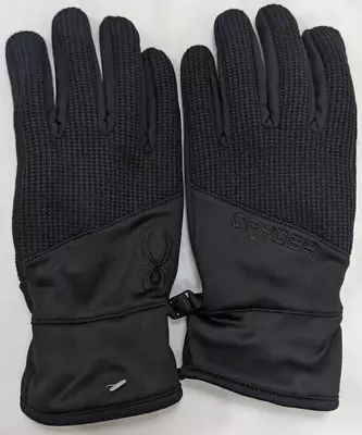 Spyder Core Conduct Gloves With Leather Palm MEDIUM BLACK Touchscreen Compatible • $11.55