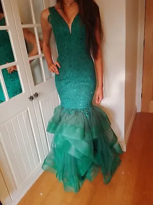  Emerald Green Prom Dress Size 6  • £125