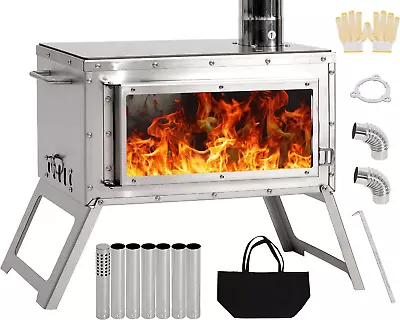 Tent Stove Portable Outdoor Wood Burning Stove With Chimney Pipe For Winter • $216.60