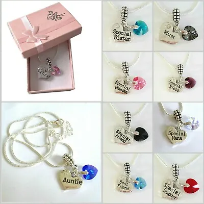 CRYSTAL HEART Personalised Handmade Charm Necklace Complete With GIFT BOX • £5.99