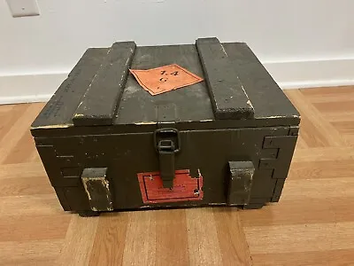 Vintage AMMO BOX Industrial Wood Storage Case Ammunition Military Crate Chest • $69.99