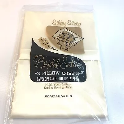 Vintage Silky Sleep Bridal Satin Pillow Case Envelope Style •Hidden Zipper  • $9