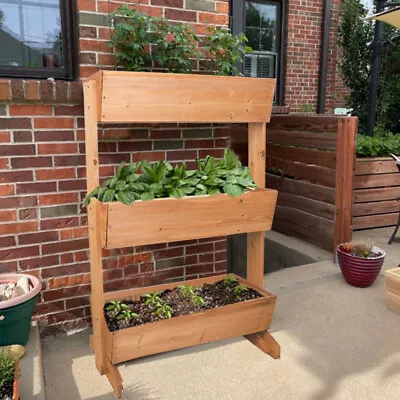 Cedar Vertical Garden Bed Elevated Indoor Herb Planter Box Grow Vegetable Flower • $48.93