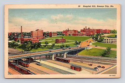 Old Postcard Hospital Hill Train Car Railroad Kansas City MO 1939 Cancel • $4.99