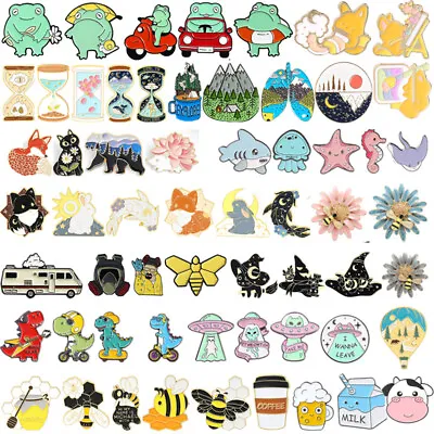 Cartoon Brooch Animals Flower Space Enamel Lapel Pins Backpack Badge Cute Gifts^ • $1.10