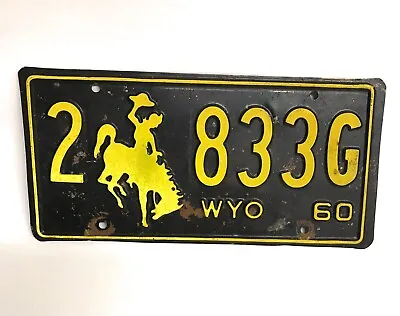 $49.97 • Buy Wyoming 1960 License Plate Laramie Co Vintage Auto Cowboy Man Cave Decor