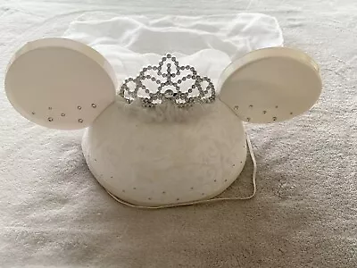 Disney Parks Exclusive Minnie Mouse Bride Ears Sparkling Crown With Veil Adult • $15.99