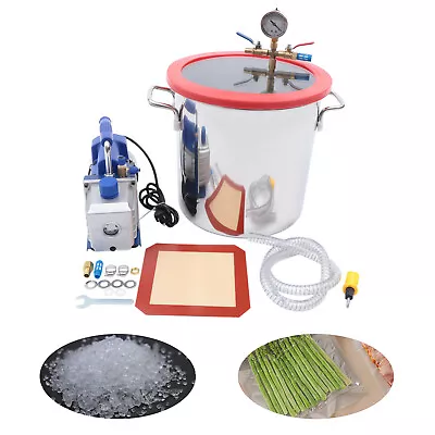 $145 • Buy 5 Gallon Stainless Steel Vacuum Chamber Single Stage Pump W/5 CFM Pump Purge 