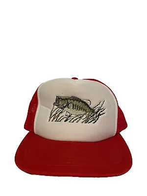 Vintage 80’s Bass Fishing SnapBack Trucker Hat Embroidered • $17.49