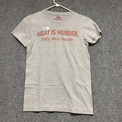 Meat Is Murder T-shirt Adult Size Large Grey Short Sleeve Mens Pullover • $14.99