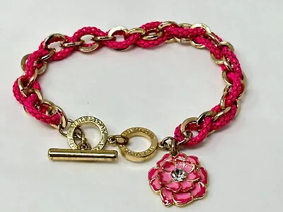 Vera Bradley Goldtone And Pink Chain Flower Charm Toggle 7.5-8  Bracelet • $19.99