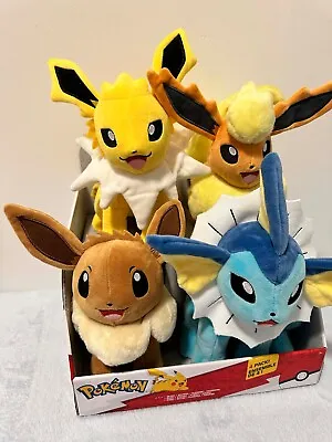 Pokemon Eevee Plush Collection 4-Pack Jolteon Flareon Vaporeon 10” RARE • $89.97