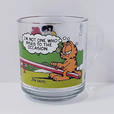 McDonald's Garfield & Otis Glass Mug Cup  I'm Not One Who Rises To The Occasion  • £15.41