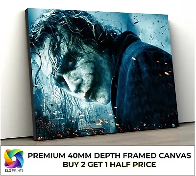 The Joker Heath Ledger Dark Knight Large CANVAS Art Print Gift Multiple Sizes • £45