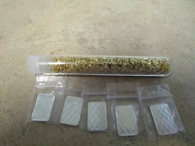 1 Gram Bar .999 Silver  X 5 Varous Desins Plus 1 Large  Vial Of Gold Flakes • $15.99