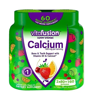 Vitafusion Calcium Gummy Vitamins 2X80 Ct Twin Pack Bone & Teeth Support  • $10.99