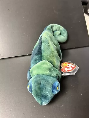 Ty Beanie Baby - RAINBOW The Chameleon (Dark Blue Fabric) MINT With MINT TAGS • $1.50