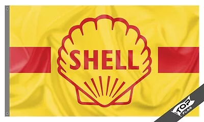 Shell Oil Flag 3X5 Ft Banner Gas Gasoline Garage Yellow Cave Man • $14.99