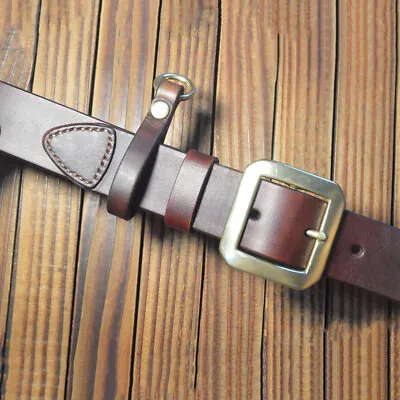 Handcraft Thicken Saddle Leather Craft Genuine Cowhide Durable Belt Brass Buckle • £71.99